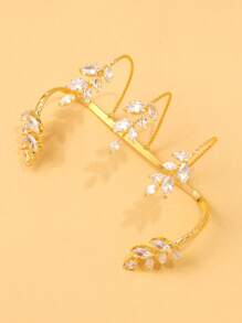 1pc Leaf Rhinestone Claw Bracelet Daily Wear Female Decorative Jewelry Simple Personalized Accessory Bracelet