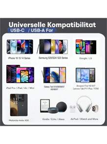 Chargeur USB-C, charge rapide 25W à double port USB-C, avec un câble de charge rapide USB/USB-C vers Type-C de 60W, d'une longueur de 3,3 pi/100 cm, compatible avec la série iPhone 16/15, câble de charge, certifié CE et RoHS, avec ports USB-C et USB-A, pour iPhone 16, 16e, 16 Pro, 15, compatible avec Samsung S25, S24, S23