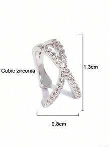 1pc Luxury Geometric Crossover Rhinestone Earring Cuff, Delicate Elegant Clip-On Earrings For Women, Suitable For Daily Wear