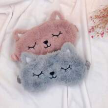 Breathable Soft Eye Mask, 2-Tone Couples Style Cat Design Sleep Mask