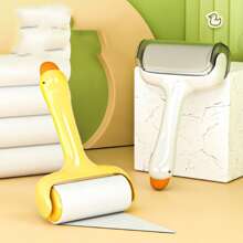1pc Cute Duck Shaped Portable Lint Remover Roller, Washable Reusable Sticky Dust Cleaner For Clothes, Pets