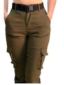 Women's Cargo With Belt - Army Green - View 2