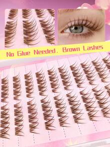80 片棕色自粘睫毛簇蓬松 10-14 毫米混合长度套装，无需胶水蓬松单根睫毛自粘 DIY 睫毛延长预粘簇睫毛自然纤细睫毛延长 C 卷睫毛簇无需胶水无需卸妆假睫毛睫毛簇、睫毛簇、单根睫毛、睫毛、假睫毛