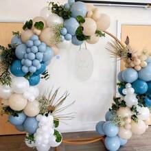 125 Peças Conjunto de Arco Decorativo com Balões de Látex Brancos e Areia Azul para Aniversário, Casamento, Aniversário, Comemoração, Formatura, Festa, Decoração de Casa