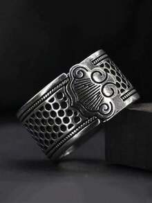 1 pieza Anillo de hombre con patrón retro de nubes auspiciosas de moda y apertura ajustable que simboliza el buen augurio - Multicolor - Ver 8