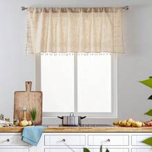 1 Panels Valance Curtain Linen Textured Striped Window Curtain For Living Room Light Filtering Ticking Stripe Farmhouse Valance For Kitchen Rod Pocket 1 Panel Beige 1 Panel - Beige - View 4