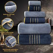 MIDENSI Juego de toallas de baño bordadas con hilo de oro de lujo y estilo imperial, 55.12*27.56 pulgadas 2 piezas, 13.78*29.53 pulgadas toalla 2 piezas, 13.39*13.39 pulgadas paño de lavado 2 piezas, de secado rápido, suave y cómodo, adecuado como regalo de Año Nuevo y Navidad, decoración de baño, decoración de otoño, regreso a la escuela para salón de belleza, hogar y baño