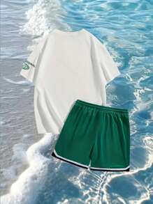 Men's Casual Summer Short Sleeve And Shorts Set, Fashion Sports Suit