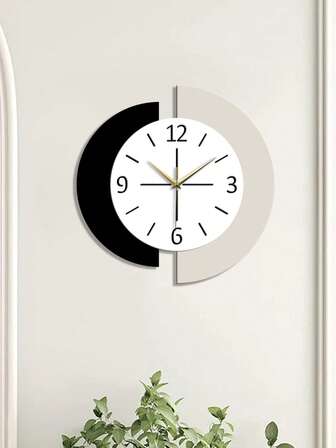 1 Pc, Acrylic Frameless Wall Clock, Semi-Circular Splicing Element Clock, Modern Simple And Personalized Creative Splicing Element, Home Decoration Wall Clock. Silent Clock With No Ticking Sound. Living Room Bedroom Home Clock. Room Decor Clock Wall Bedroom Decor Dormitory Decor Back To School