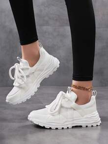 Women's Casual Sneakers - Comfortable, Breathable, Stylish With Chunky Laces