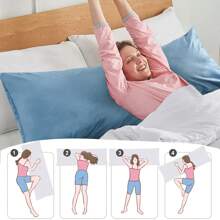 2PCS Dusty Blue Large Body Pillow With Velvet Cover- Breathable Full Body Pillow For Side Sleeper - Soft Long Bed Pillow For Adults - 20 X 54 Inch