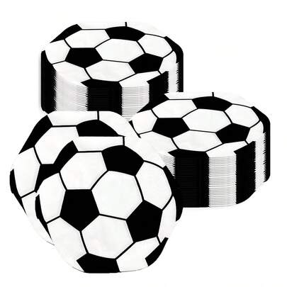 Servilletas desechables con forma de balón de fútbol para fiesta deportiva, juego de vajilla de papel con servilletas de balón de fútbol desplegadas, adecuado para suministros de fiesta deportiva