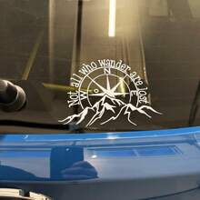Not All Who Wander Are Lost Vinyl Car Decal | Outdoor Waterproof Mountain Compass Sticker For Car Truck Laptop Tumbler And RV Camper Trailer Caravan