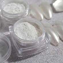 White Pearl Nail Powder,Mirror Effect Aurora Magic Pearlescent Nail Jewelry Glitter Powder Holographic Pigment, Symphony Mermaid Pearl Neon Ice Aurora Dust Nail Powder,DIY Nail Art Decorations - 白色1罐 - 查看 2