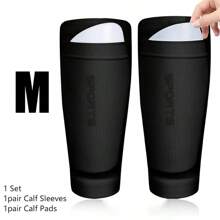 1 Set - 1pair Pocket Sock Calf Sleeves And Pads For Men & Women, Breathable & Elasticity, Knee Sleeve For Football, Soccer Players, Thick EVA Pads, For Height Above 95cm/37in, Black, White, Blue, Green, Orange, S/M/L,