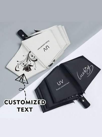 Personalized Foldable Umbrella - Windproof, Lightweight, Portable, Design With Your Own Name, Floral Or Decorative Patterns, Custom Logo Umbrella, Suitable For Outdoor Activities, Travel And Daily Use, UV Protection, Windproof Umbrella Summer Cooling,Beach,Travel