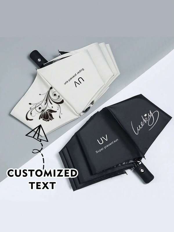 Guarda-chuva dobrável personalizado - à prova de vento, leve, portátil, com design do seu próprio nome, estampas florais ou decorativas, guarda-chuva com logotipo personalizado, adequado para atividades ao ar livre, viagens e uso diário, proteção UV, guarda-chuva à prova de vento para o verão, praia, viagem