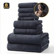 MIDENSI Juego de 8 piezas de toallas de felpa de coral suave, incluye 2 toallas de baño (27" X 55"), 2 toallas de mano (13.7" X 29.5"), 4 paños de lavado (11.8" X 11.8"), de secado rápido, absorbentes, ligeros, adecuados para actividades al aire libre, baño, toallas faciales, decoración de baño, decoración de otoño, de vuelta a la escuela para salón de belleza, hogar y baño