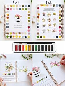 12-Color Watercolor Paint Set With Brush & Sketchbook, Watercolor Painting Art Supplies Kit, Watercolor Pad, School Essentials, Back To School Must-Have - Multicolor - View 8