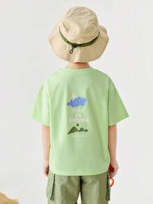 mini bala 男童女童抗菌轻薄短袖T恤夏季新款不吸汗 - 黃綠 - 查看 3