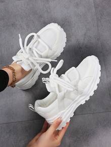 Women's Casual Sneakers - Comfortable, Breathable, Stylish With Chunky Laces