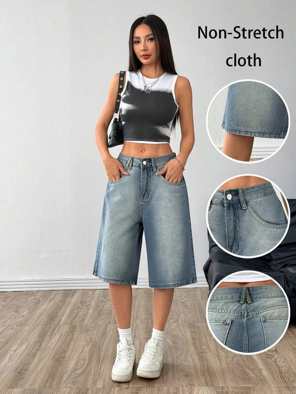 Women's Casual Washed Loose Denim Shorts