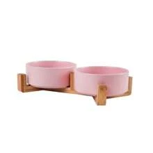 Dog Bowl Cat Bowl Ceramic Bowl Water Bowl Wooden Frame Protection Cervical Spine Tall Dog Drinking Bowl Pet Bowl Pet Supplies