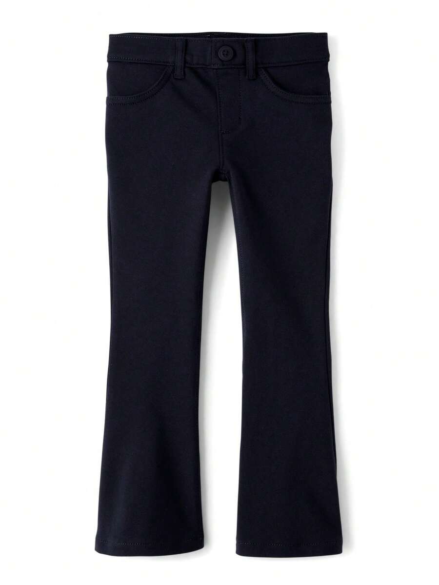 Girls Uniform Ponte Knit Pull On Flare Pants