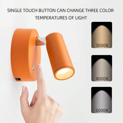 Lámpara de pared con carga inalámbrica controlada magnéticamente por succión, luz de lectura nocturna, iluminación de dormitorio, focos con succión magnética