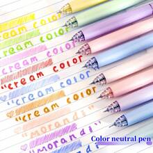 5pcs Macaroon Color Neutral Pens, Muted Tone Press-Type Colored Gel Pens For Students, Ideal For Note Taking, Correction, Highlighting, Small Gift For Back To School