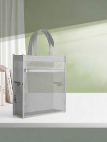 1 Pc Mesh File Folder Organizer Bag, Transparent Zipper Document Pouch With Label Stickers, Suitable For School Supplies, Exams, Homework,Back To School,School Supplies - Single Piece - View 11