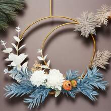 Moon Wreath Decorations For Front Door, Spring Summer Wreath For Home Decorations, Artificial Metal Hoop Floral Hanging Garland For Wall Window Indoors Farmhouse Decor, 11.8in