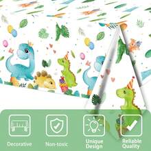 1 件，可爱卡通恐龙主题大尺寸桌布，绿色可爱恐龙桌布，非常适合恐龙爱好者派对，适合生日派对、单身派对、日常派对、周年纪念、户外派对、派对用品、家居装饰，51.2x86.6 英寸