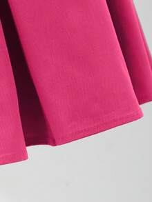 春夏女童休闲优雅无袖3D花卉荷叶边连衣裙 - 玫紅色 - 查看 5