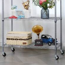 Sturdy Chrome Wire Rack With Wheels Adjustable 5 Tier HeavyDuty Sheing MultiFunctional Mobile Cart In Industrial I For Office Kitchen Closet Laundry Room And More Sier - Silver - View 4