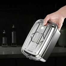 Lunch Box, Stainless Steel Double Layer Large Capacity Bento Lunch Box, Metal Lunch Container For Men Women, Suitable For School Office - Silver - View 5