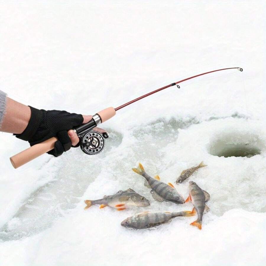Ice Fishing Rod Set - Includes Fishing Rod And Fishing Reel - Ultra Short Telescopic Design - Suitable For Winter Fishing - Multicolor - View 1