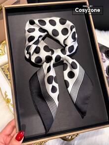 1条简约几何印花仿丝27.5英寸小方巾，女士时尚头巾/颈带/腰带/发饰，适合春夏连衣裙搭配。