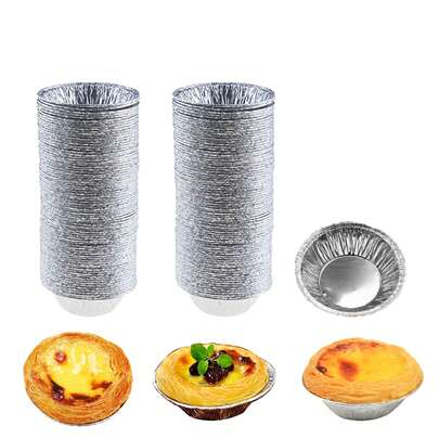 200 Disposable Tin Foil Egg Tart Holders | 7.4 * 2cm, Mini Round Egg Tart Mold, Very Suitable For Baking Tarts, Milk Egg Cakes, Pudding