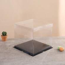 1 个黑色透明生日蛋糕盒，派对礼品盒 1 层、2 层、3 层烘焙蛋糕包装盒，包含 1 个约 3 码黑色字母丝带 - 黑色 - 查看 6