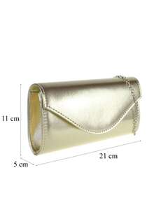 Girly Handbags Womens Faux Leather Metallic Plain Clutch Bag - Gold - View 3