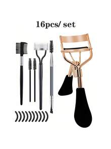 16pcs Stainless Steel Eyelash Curler Set, Includes: 1 Eyelash Curler, 1 Lash Comb, 2 Eyelash Rollers, 1 Angled Brow Brush, 1 Eyebrow Brush, 10 Silicone Pad Refills. Portable Eyelash Curler With 10 Silicone Pads - Stainless Steel Eyelash Curler For False Lashes And Natural Lashes, Lash Curler Kit With Comb Separator And Silicone Lash Refills, 16pcs Brow Grooming Set With Angled Brush, Spiral Lash Brush, Non-Slip Handle, For Lashes And Brows - Rose Gold - View 6