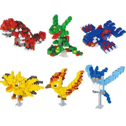 Bloques de construcción sin caja, diseño de personajes de anime como Zapdos, Flamingo, Articuno, Rayquaza, Gaioka, Groudon. Decoración de habitación, juguete educativo, modelo de ensamblaje, adorno de exhibición, regalo de cumpleaños, colección de Halloween