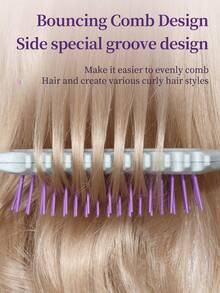 卷发刷定型卷发湿卷发刷 1 件，小麦秸秆软毛梳子带叉，1 件发刷卷发顺发刷减少头发拉扯和卷发分离材料，圆形顺发器，塑形和造型工具，适用于男女女孩卷发定型发刷，适合所有发质 - 免费，不断裂，非常适合在家或沙龙造型 - 彩色 - 查看 3