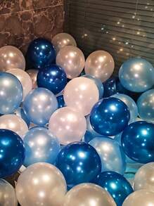 30 pièces Ballons en latex bleu nacré et blanc, convient pour mariage, fiançailles, anniversaire, enterrement de vie de garçon/jeune fille, révélation de sexe, décoration de fête d'anniversaire
