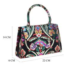 Girly Handbags Ladies Baroque Flower Clutch Bag - Black - View 3