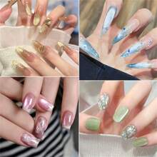 MEET ACROSS 7PCS 7ml Light Flow Colored Cat Magnetic Gel Nail Polish Blue Green Gold Pink Purple Sparkle Glitter Gel Varnis Semi Permanent Gel For Summer Manicure DIY Nail Supplies