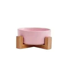 Dog Bowl Cat Bowl Ceramic Bowl Water Bowl Wooden Frame Protection Cervical Spine Tall Dog Drinking Bowl Pet Bowl Pet Supplies