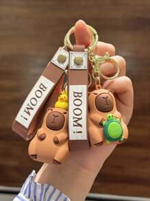 1pc Capybara Keychain With Cartoon Turtle & Duckie Charms, Suitable For Backpack, Everyday Use And Holiday Gifts