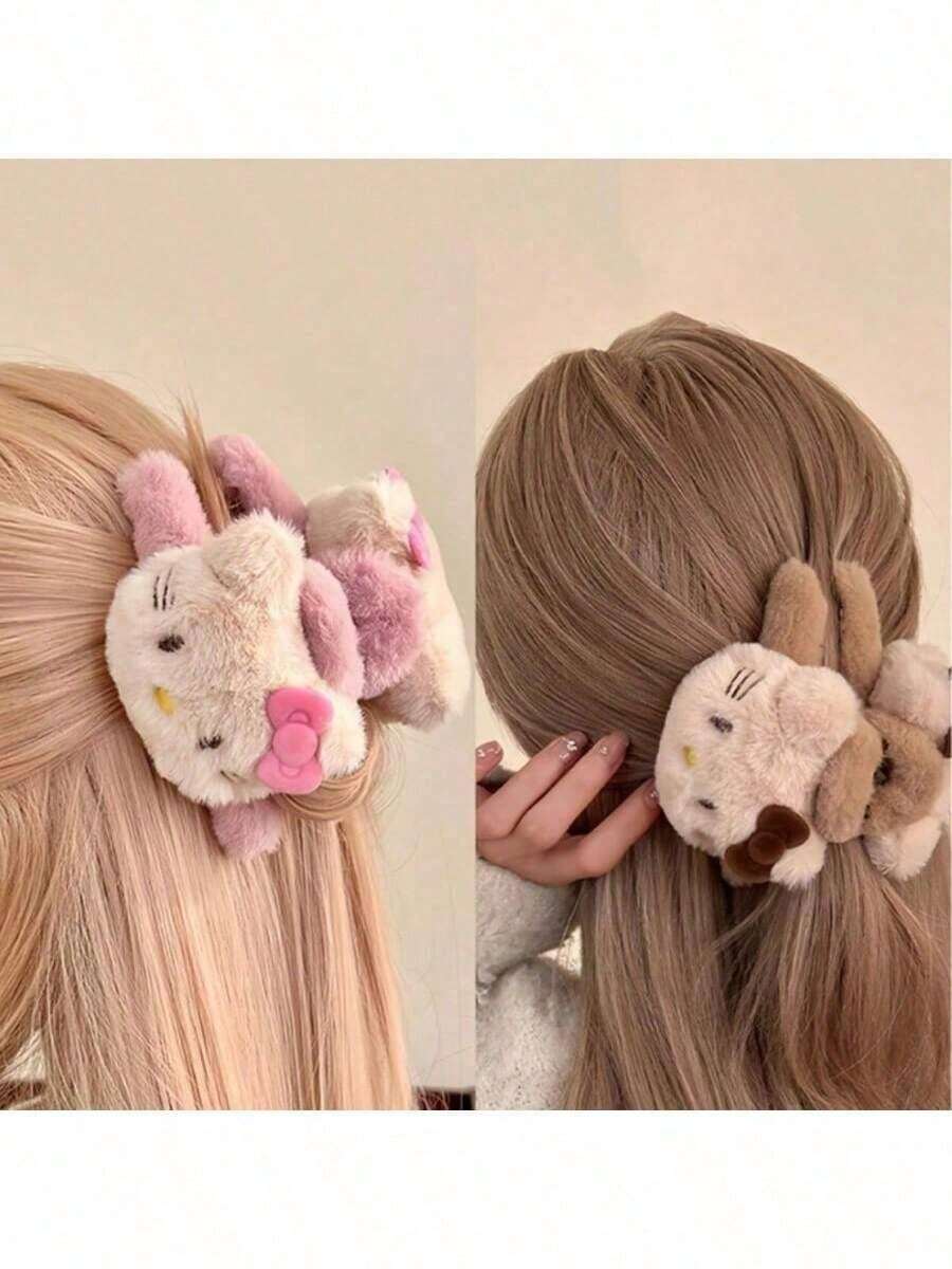 Sanrio 1PC Pink Accessories Hello Kitty Cat Hair Claw With Bow Details Cute Cartoon Family Birthday Gift For Friends Best Gift Perfect Gift Mother's Day Gift